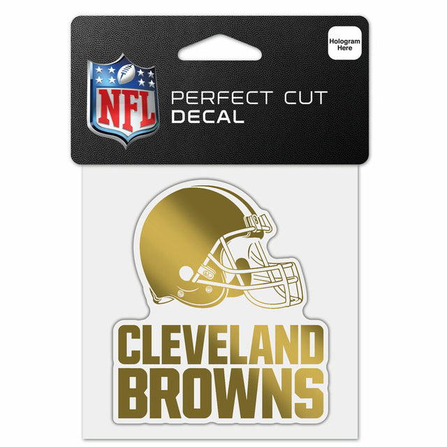 Calcomanía de los Cleveland Browns, corte perfecto, 4 x 4, color dorado metalizado