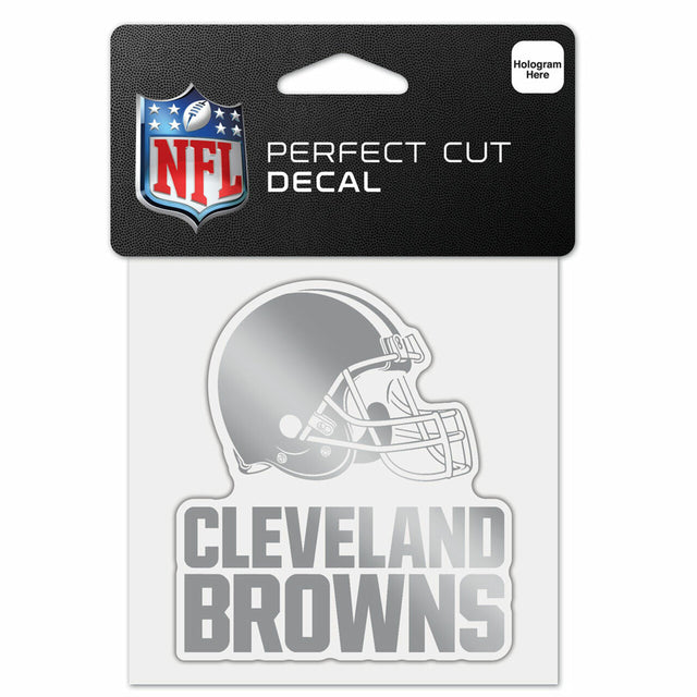 Calcomanía de los Cleveland Browns, corte perfecto, 4 x 4, color plateado metalizado