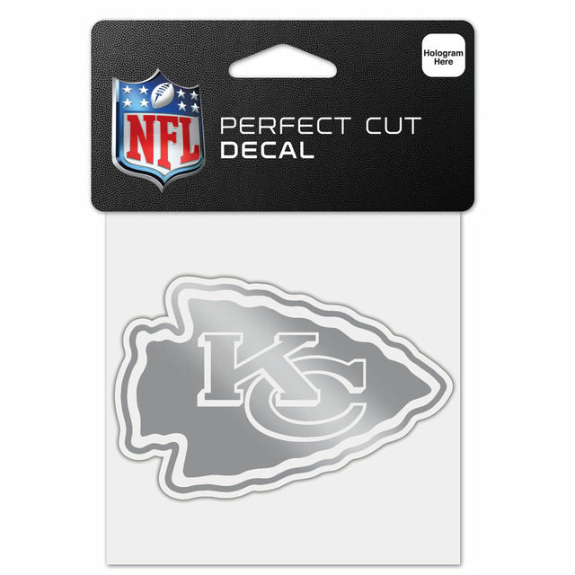 Calcomanía de los Kansas City Chiefs, corte perfecto, 4 x 4, color plateado metalizado