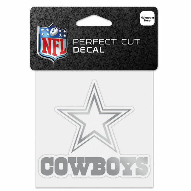 Calcomanía de los Dallas Cowboys, corte perfecto, 4 x 4, color plateado metalizado