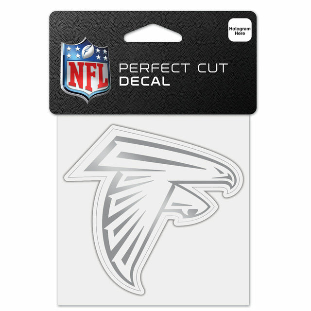 Calcomanía de los Atlanta Falcons 4x4, corte perfecto, color plata metalizado