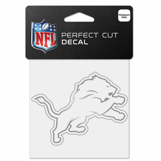 Calcomanía de los Detroit Lions 4x4, corte perfecto, color plata metalizado