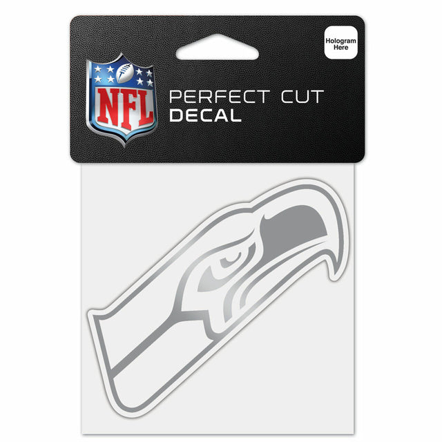 Seattle Seahawks Decal 4x4 Perfect Cut Metallic Silver