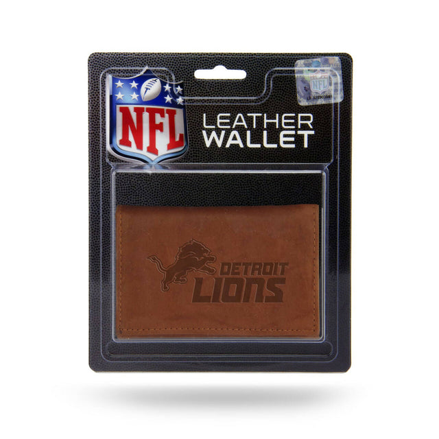 Cartera de cuero con relieve de los Detroit Lions en tres partes