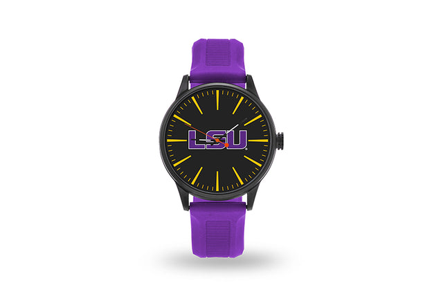 Reloj LSU Tigers para hombre, estilo animador, con correa de reloj morada