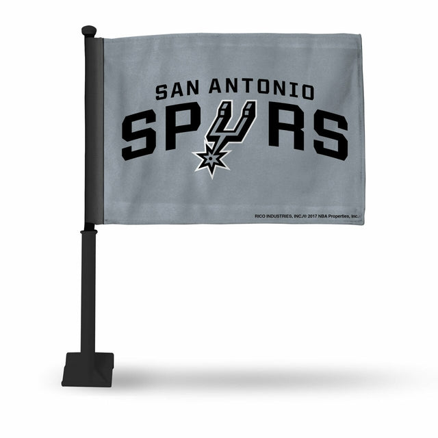 Bandera de los San Antonio Spurs estilo automóvil color plata con mástil negro