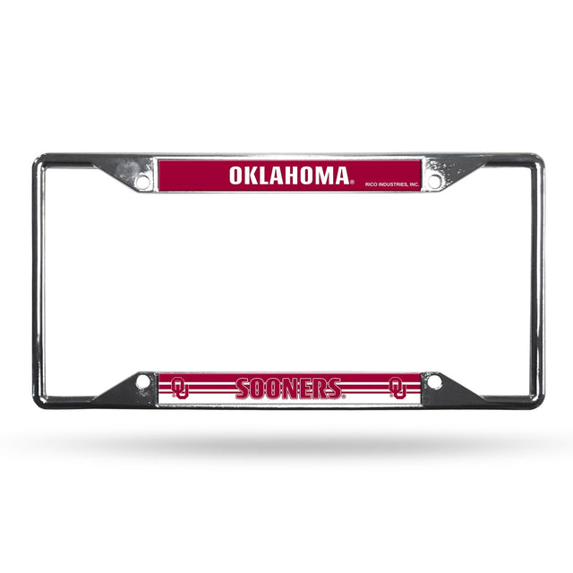 Oklahoma Sooners License Plate Frame Chrome EZ View Alternate Design