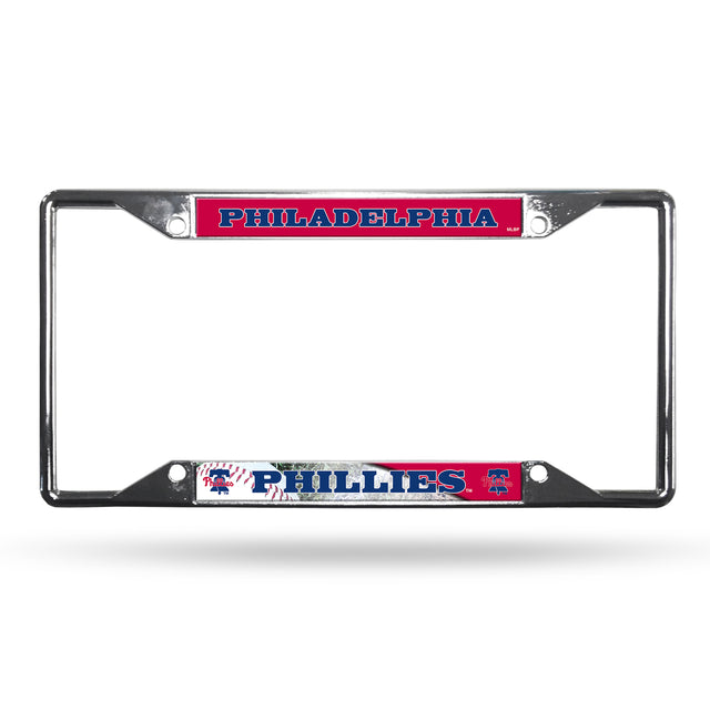 Philadelphia Phillies License Plate Frame Chrome EZ View Alternate Design