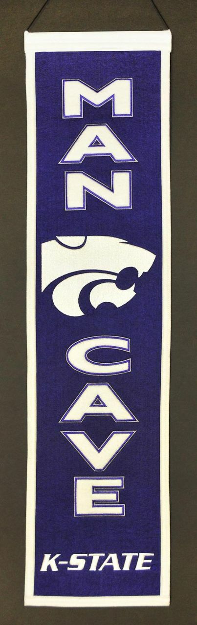 Bandera de los Kansas State Wildcats de 8 x 32 pulgadas, de lana, para la cueva del hombre