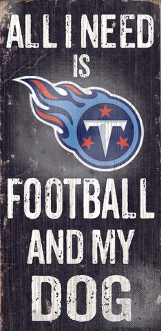 Tennessee Titans Wood Sign - Football and Dog 6"x12"