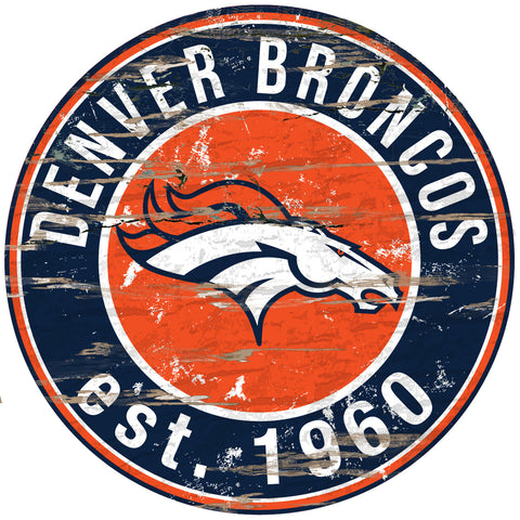~Denver Broncos Wood Sign - 24" Round - Special Order~ backorder