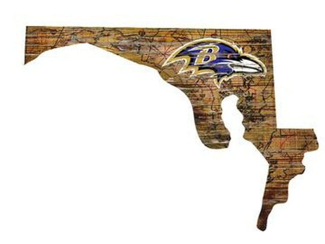 Letrero de madera de 24" de los Baltimore Ravens, diseño de arte de pared estatal