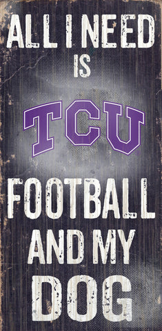 ~TCU Horned Frogs Wood Sign - Football and Dog 6x12 - Special Order~ backorder