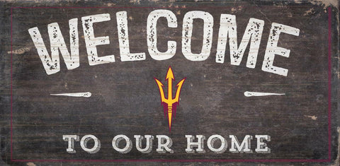 ~Arizona State Sun Devils Sign Wood 6x12 Welcome To Our Home Design - Special Order~ backorder