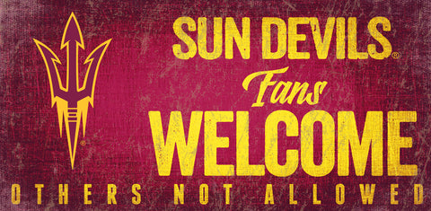 ~Arizona State Sun Devils Wood Sign Fans Welcome 12x6 - Special Order~ backorder