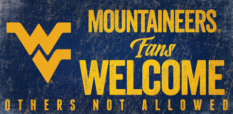 ~West Virginia Mountaineers Wood Sign Fans Welcome 12x6 - Special Order~ backorder