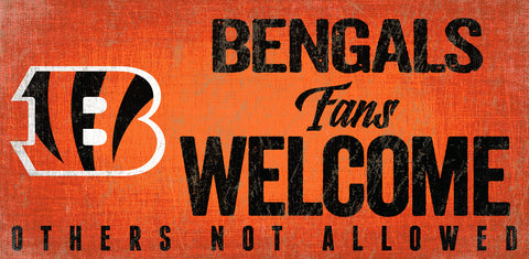 ~Cincinnati Bengals Wood Sign Fans Welcome 12x6~ backorder
