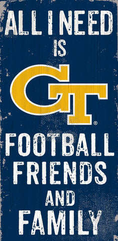 ~Georgia Tech Yellow Jackets Sign Wood 6x12 Football Friends and Family Design Color - Special Order~ backorder