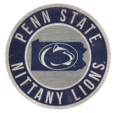 Penn State Nittany Lions Sign Wood 12" Round State Design