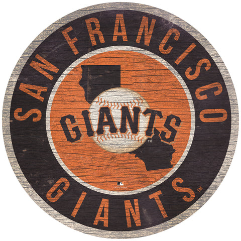 San Francisco Giants Sign Wood 12" Round State Design