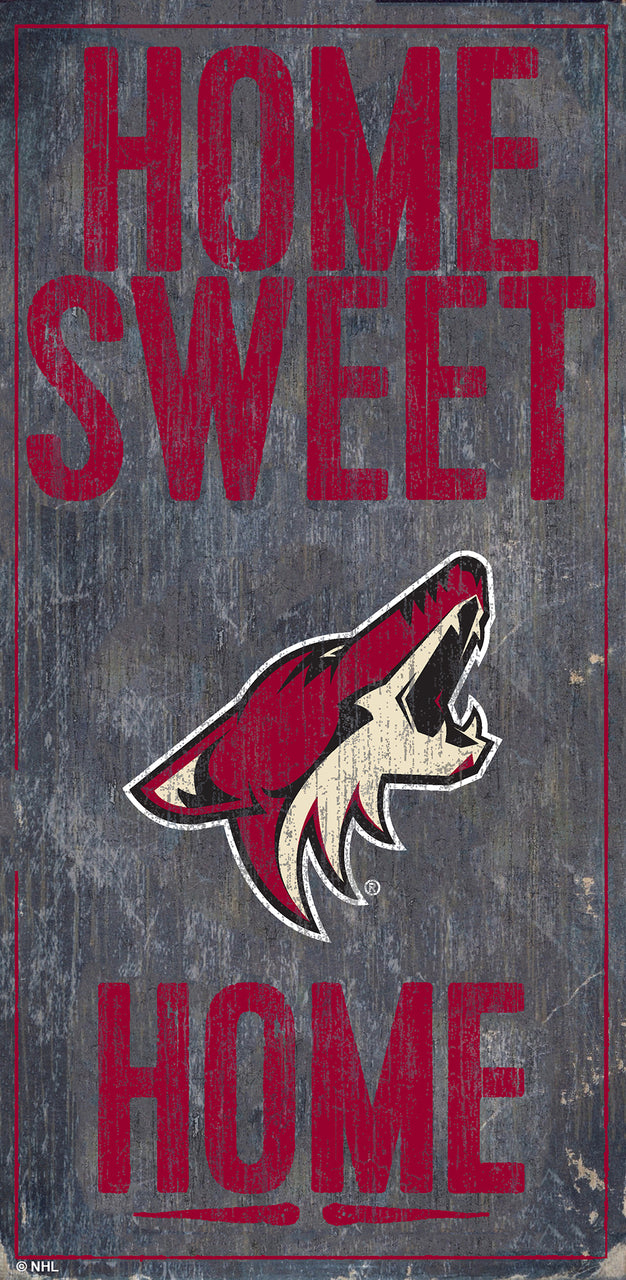 Letrero de madera de los Arizona Coyotes de 6 x 12 pulgadas con diseño de Home Sweet Home