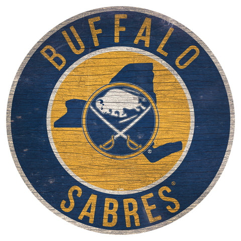 Buffalo Sabres Sign Wood 12" Round State Design