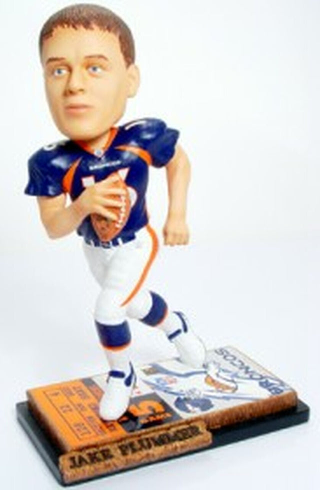Figura cabezona de Jake Plummer de los Denver Broncos con boletos de Forever Collectibles