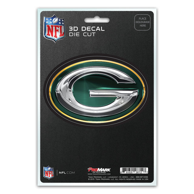 Calcomanía de los Green Bay Packers, diseño de logotipo troquelado en 3D de 5 x 8 pulgadas