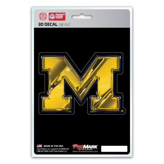 Calcomanía de los Wolverines de Michigan, diseño de logotipo troquelado en 3D de 5 x 8 pulgadas