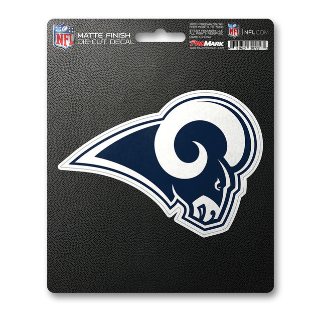 Calcomanía troquelada mate de Los Angeles Rams de 5 x 6,25 pulgadas