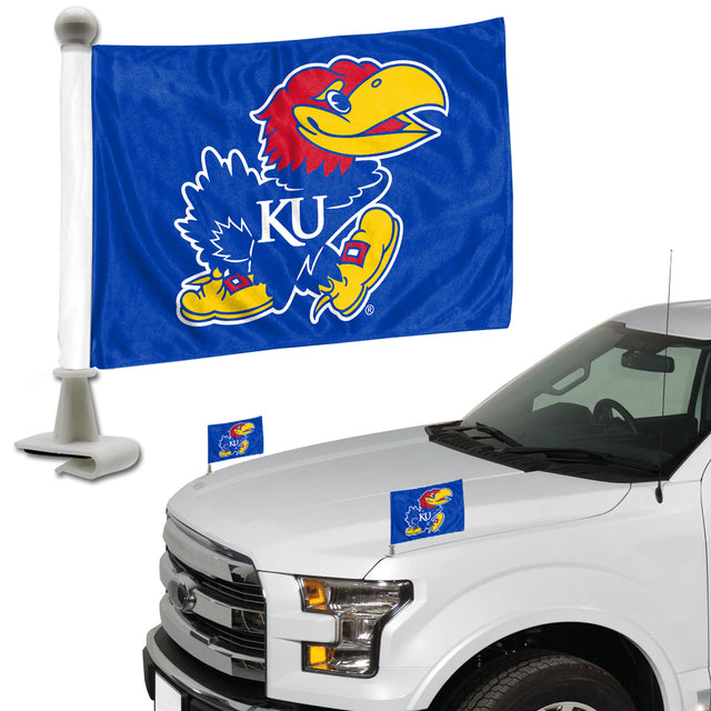 Juego de banderas de los Kansas Jayhawks, 2 piezas, estilo embajador