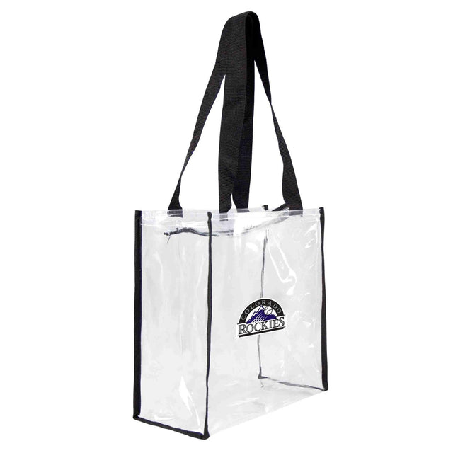 Bolso de mano cuadrado transparente con el logo del estadio de los Colorado Rockies
