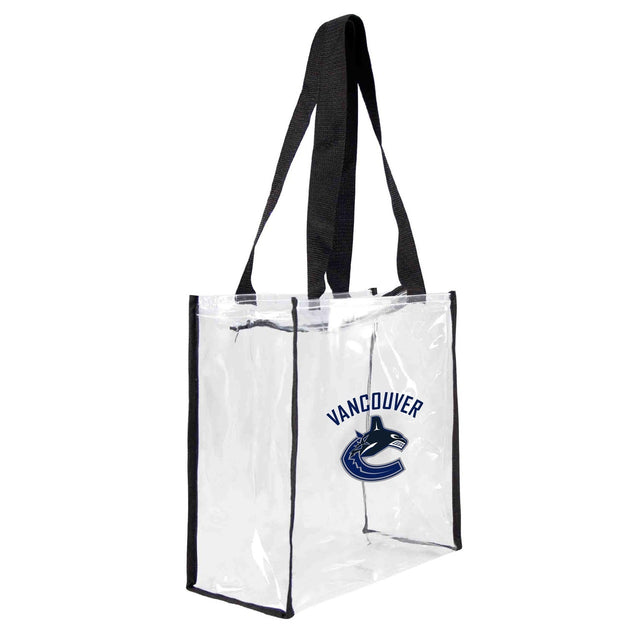 Bolsa de mano cuadrada transparente con logo del estadio de los Vancouver Canucks