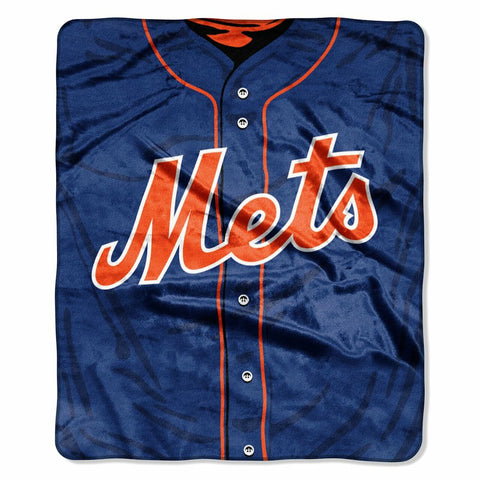 New York Mets Blanket 50x60 Raschel Jersey Design