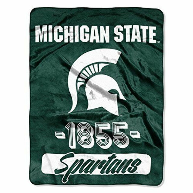 Manta de los Spartans del estado de Michigan, 46 x 60, diseño micro Raschel universitario, enrollada