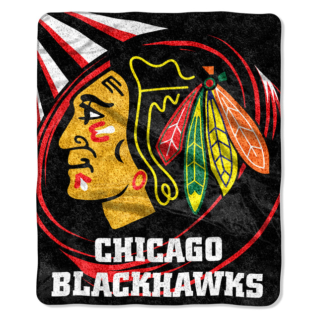 Manta de los Chicago Blackhawks de 50 x 60 cm con diseño de disco Sherpa