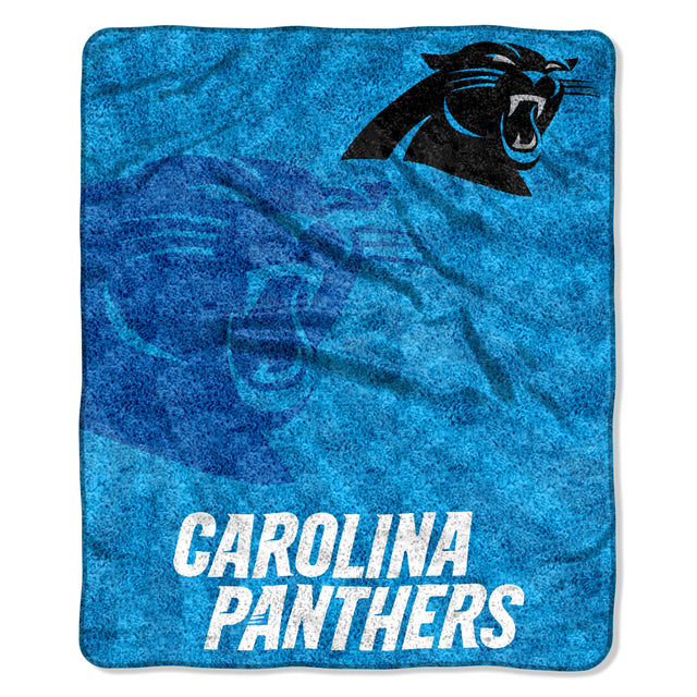 Manta de los Carolina Panthers de 50 x 60 con diseño estroboscópico de sherpa