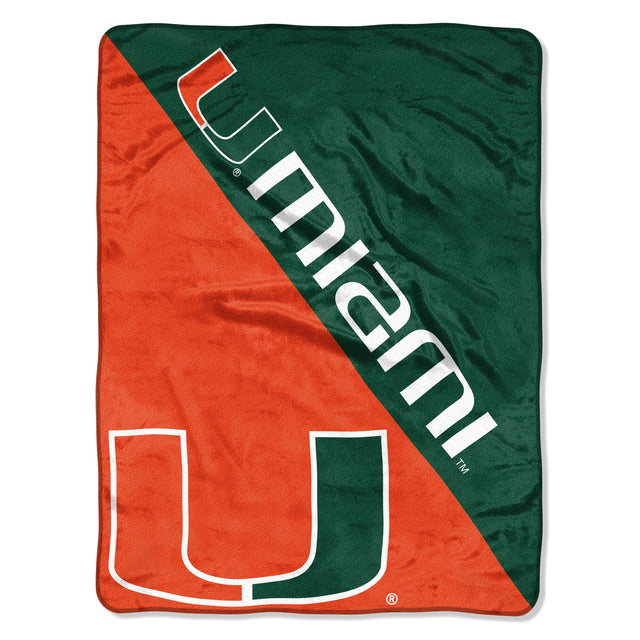 Manta de los Miami Hurricanes de 46 x 60, diseño de microraschel en semitono enrollada