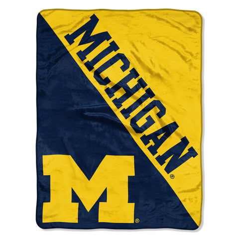 Michigan Wolverines Blanket 46x60 Micro Raschel Halftone Design Rolled
