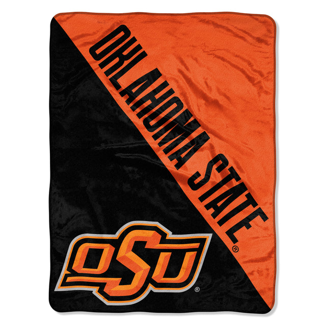 Manta de los Oklahoma State Cowboys, diseño de microraschel en semitono, 46 x 60, enrollada