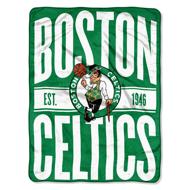 Manta de los Boston Celtics de 46 x 60 pulgadas, diseño micro Raschel transparente, enrollada