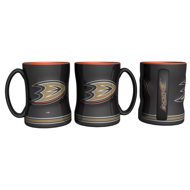 Taza de café de los Anaheim Ducks de 14 oz con relieve esculpido