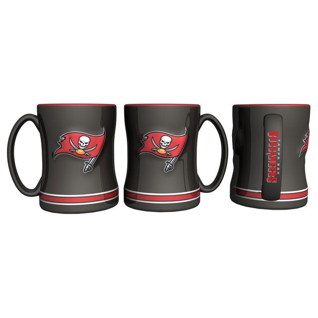 Taza de café de los Tampa Bay Buccaneers, relieve esculpido de 14 oz, nuevo logotipo