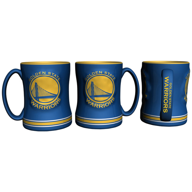 Taza de café de los Golden State Warriors, 14 oz, relieve esculpido