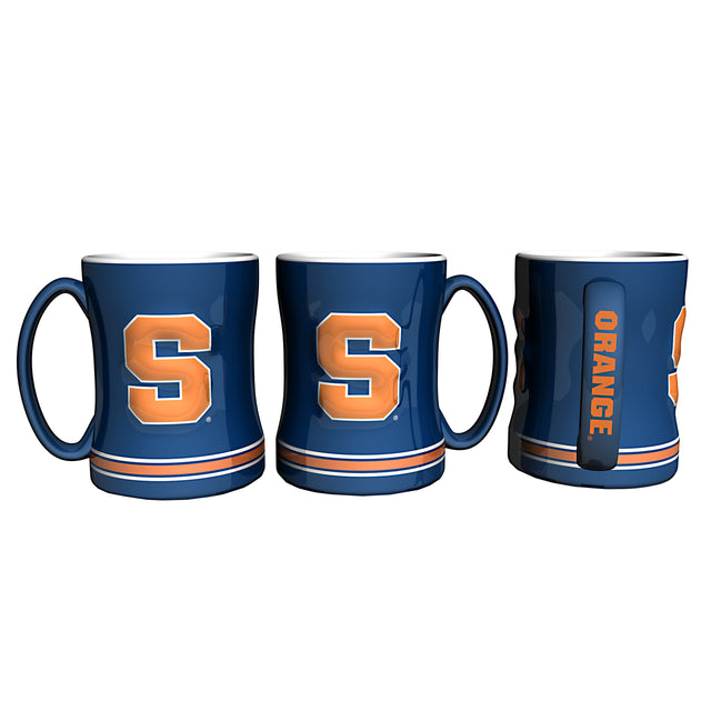 Taza de café naranja Syracuse de 14 oz con relieve esculpido