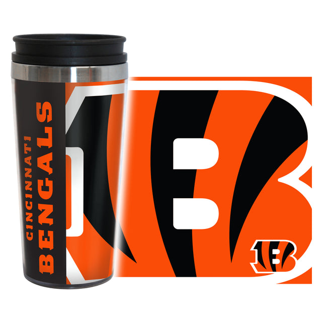 Cincinnati Bengals Travel Mug 14oz Full Wrap Style Hype Design