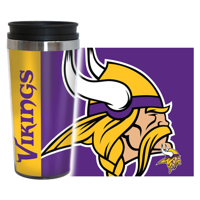 Taza de viaje de Minnesota Vikings, envoltura completa de 14 oz, estilo Hype