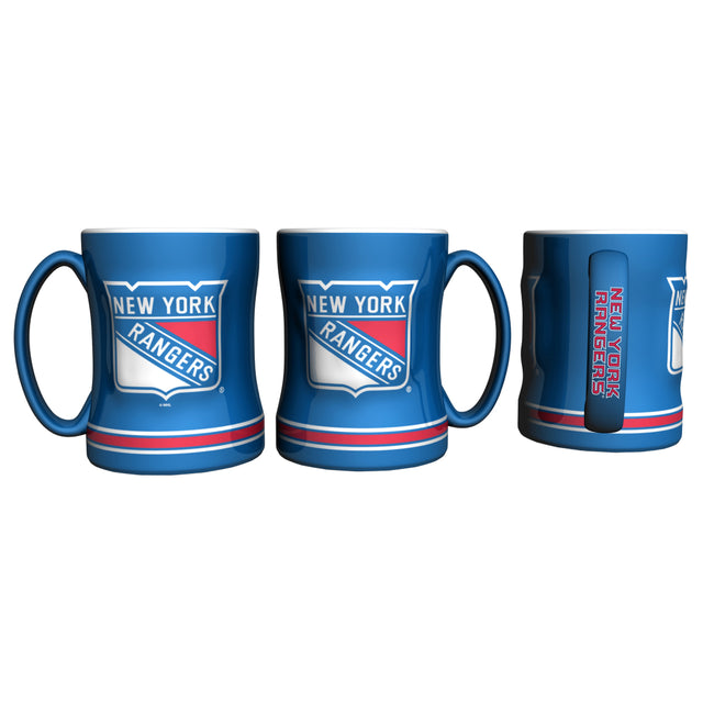 Taza de café de los New York Rangers de 14 oz con relieve esculpido