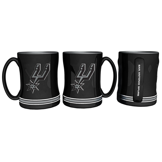 Taza de café de los San Antonio Spurs de 14 oz con relieve esculpido - Nueva