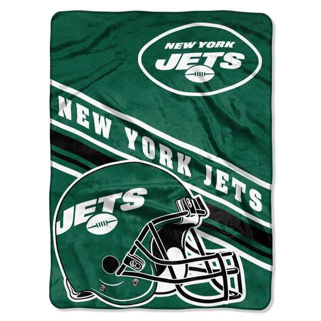 Manta de los New York Jets de 60 x 80 con diseño inclinado de Raschel